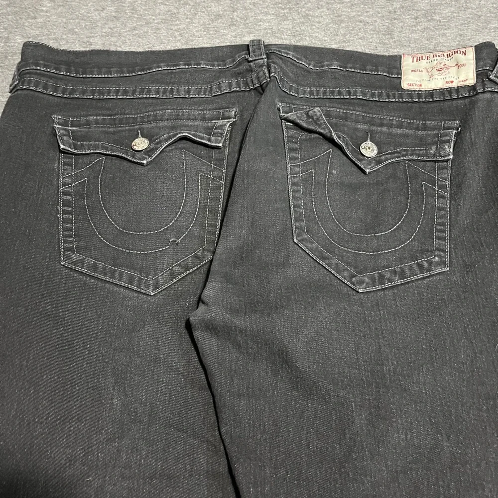 True Religion Ricky Relaxed Straight Black Jeans Mens 42x30 Horseshoe Pocket